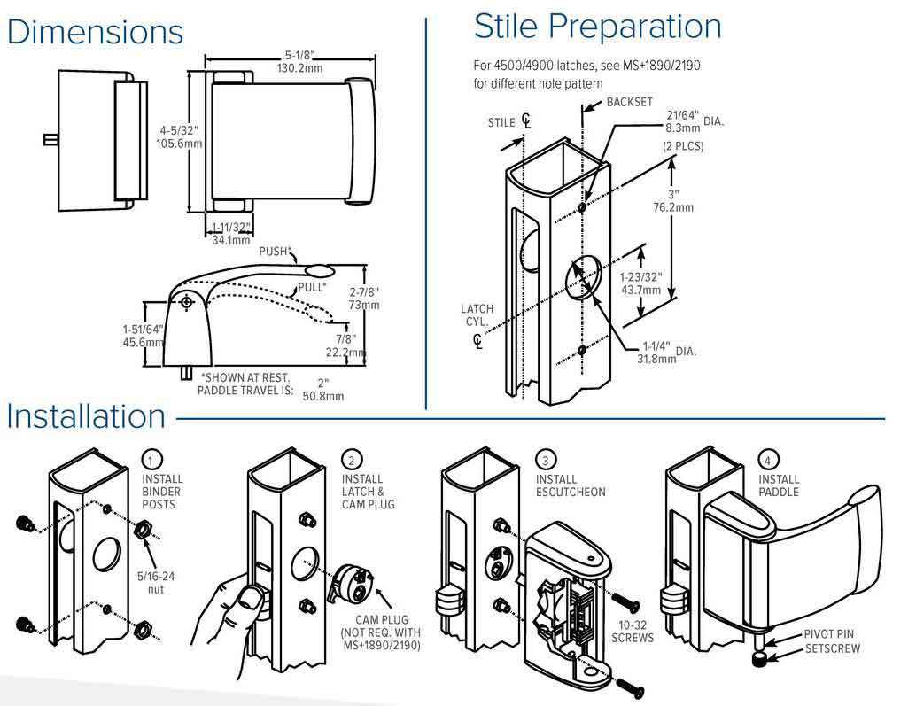 Kenaurd - Deadlatch Push & Pull Paddle Handle - Right handed - Aluminum