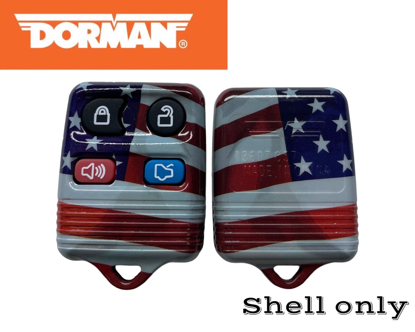 1998-2010 FORD LINCOLN MERCURY MAZDA 4-Button KEYLESS REMOTE CASE AMERICAN FLAG CWTWB1U331 CWTWB1U345 Dorman 13607US