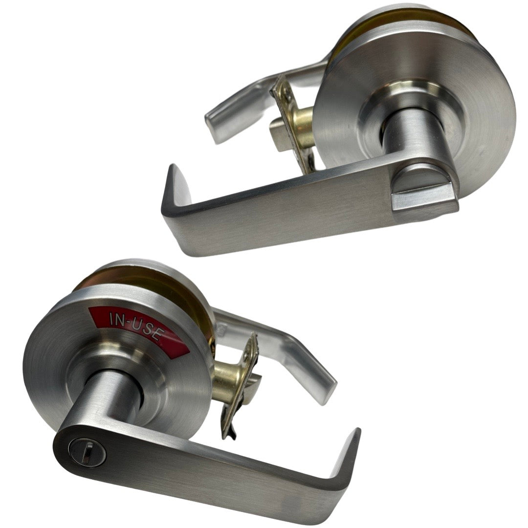 Commercial Lever Set Handle - 2-3/4” - 2-3/8" Backset - Satin Chrome - Privacy With Indicator - Grade 2