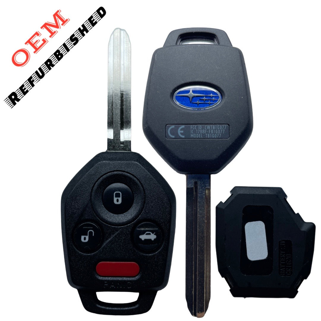 2017-2018 Subaru / 4-Button Remote Head Key / PN: 57497-FL00A / CWTB1G077 (H Chip) W/ Black Interior Board (Aftermarket Shell) (OEM Refurb)