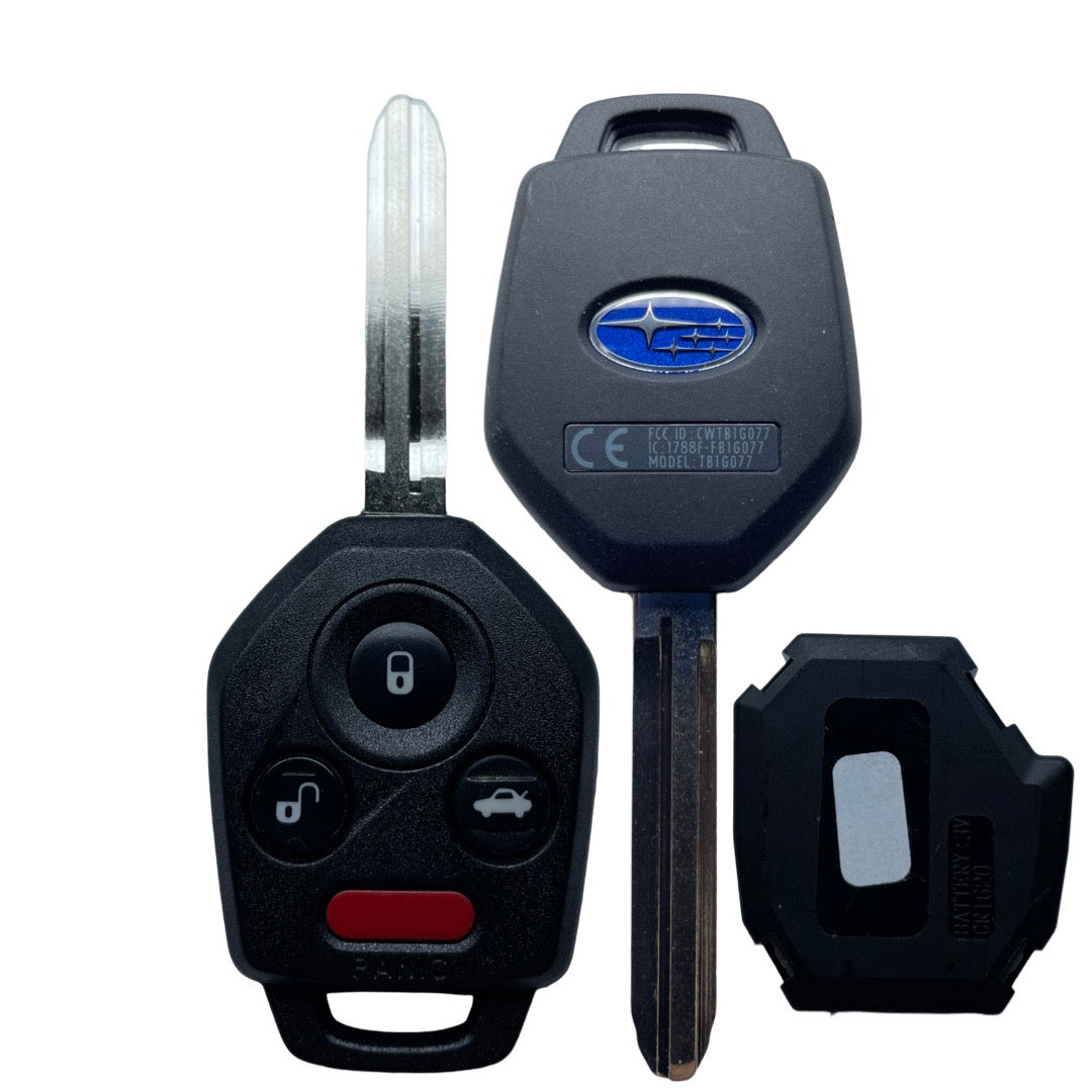 2017-2018 Subaru / 4-Button Remote Head Key / PN: 57497-FL00A / CWTB1G077 (H Chip) W/ Black Interior Board (Aftermarket Shell) (OEM Refurb)