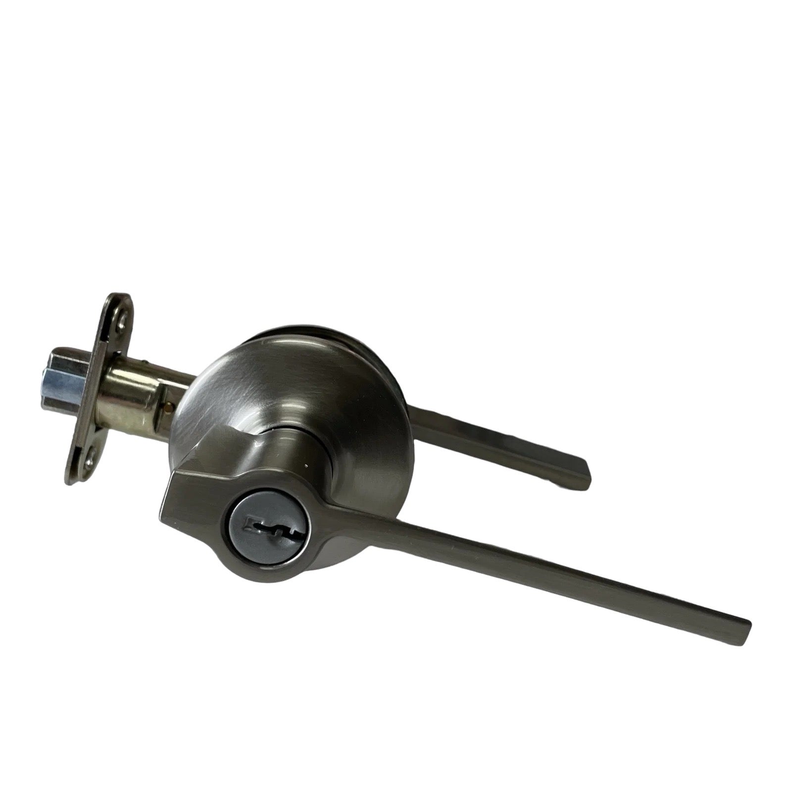Kwikset - 405LRL- Ladera Lever Set - Round Rose - Satin Nickel - Keyed Entry Lever - Grade 3