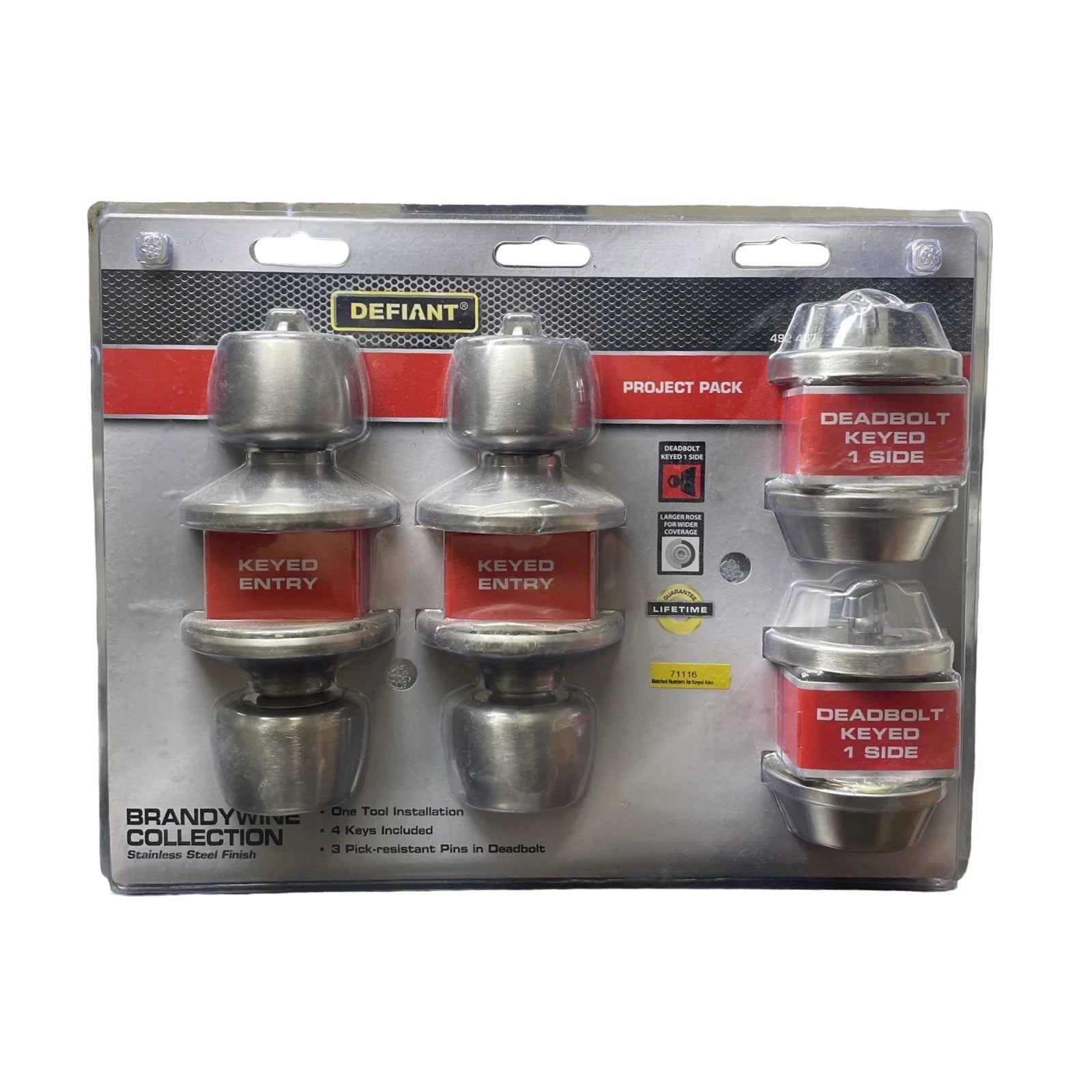 Defiant Stainless Steel Single Cylinder Keyed Entry Project Pack