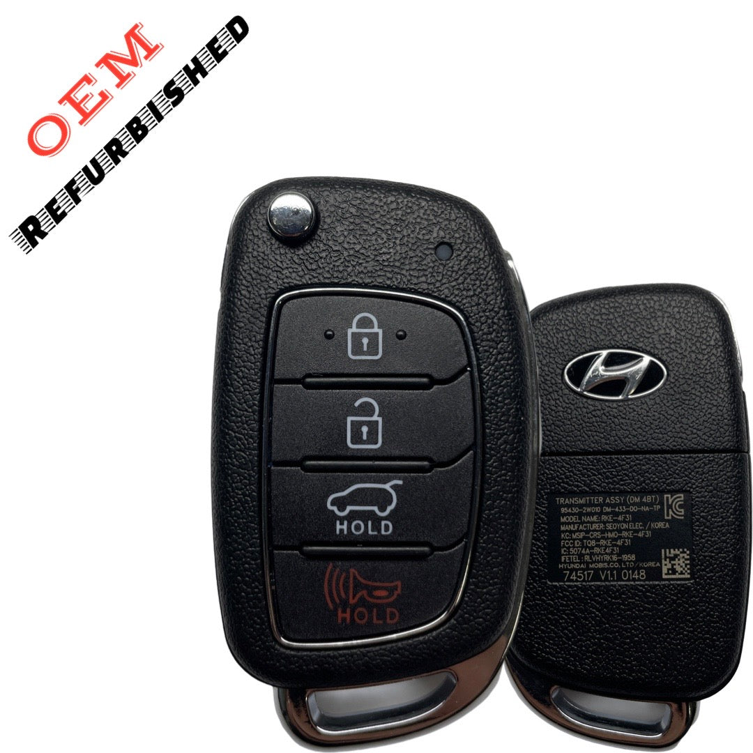 2017-2019 Hyundai Santa Fe / 4-Button Flip Key / PN: 95430-2W110 / TQ8-RKE-4F31 (OEM Refurb)