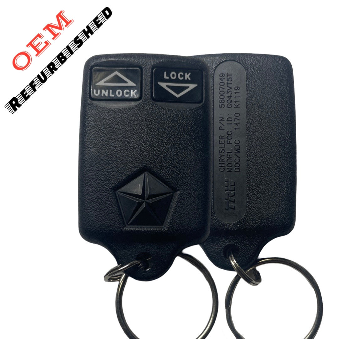 Chrysler Dodge 2 Button keyless entry remote / PN:56007049 (OEM Refurbished)