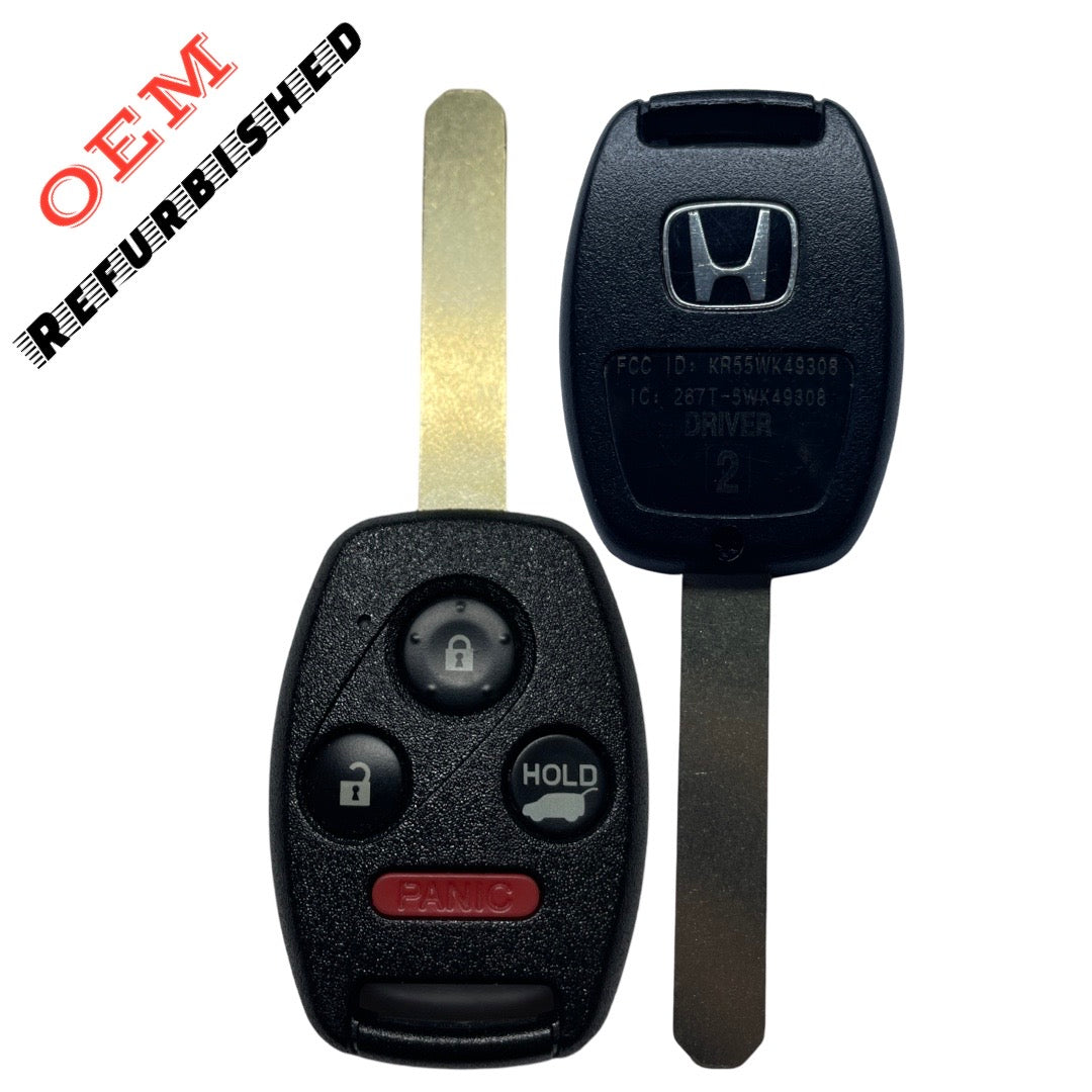 2012-2015 Honda Pilot / 4-Button Remote Head Key w/ Glass Hatch / PN: 35118-SZA-A30 / KR55WK49308 (Driver 2) (OEM REFURBISHED)