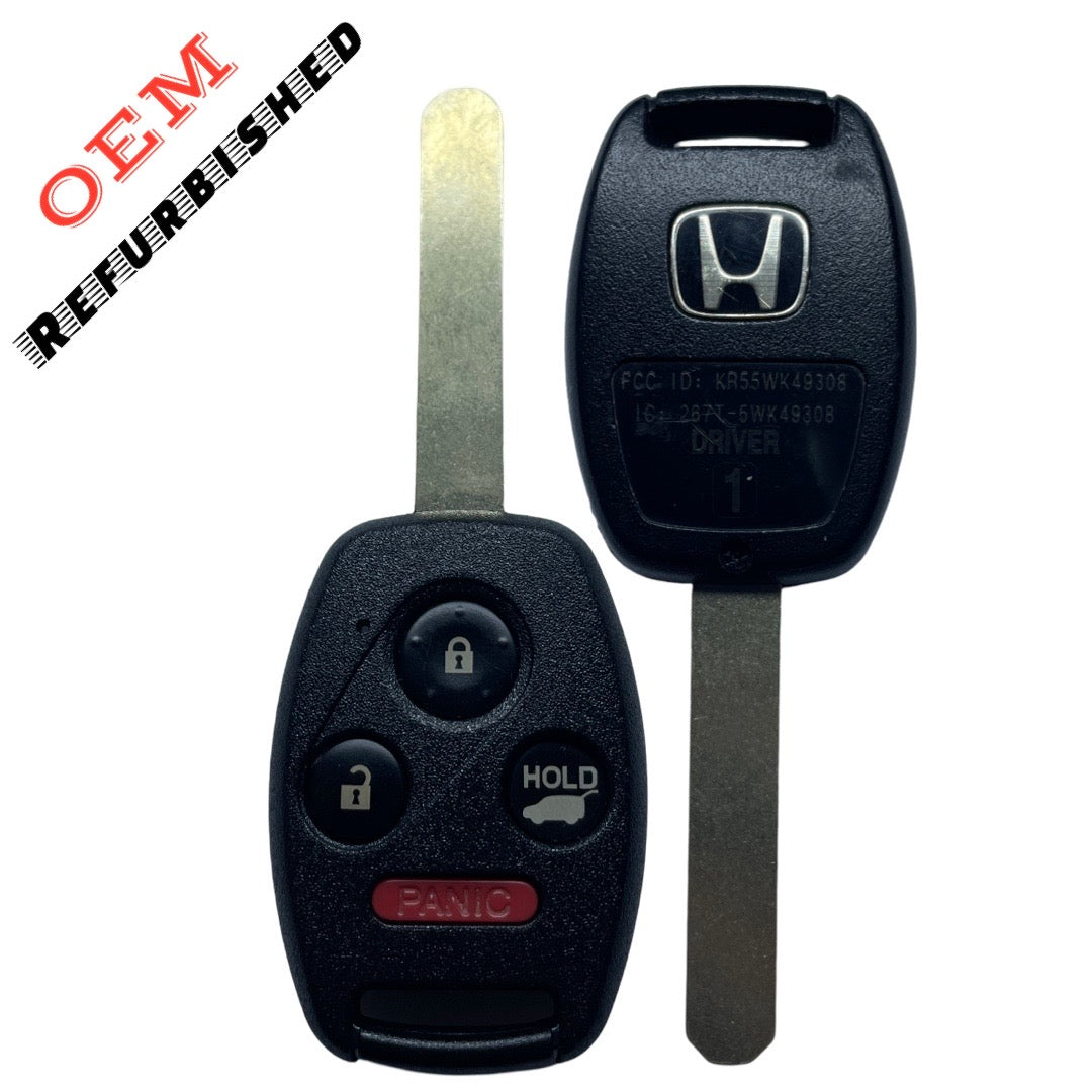 2012-2015 Honda Pilot / 4-Button Remote Head Key w/ Glass Hatch / PN: 35118-SZA-A30 / KR55WK49308 (Driver 1) (OEM REFURBISHED)
