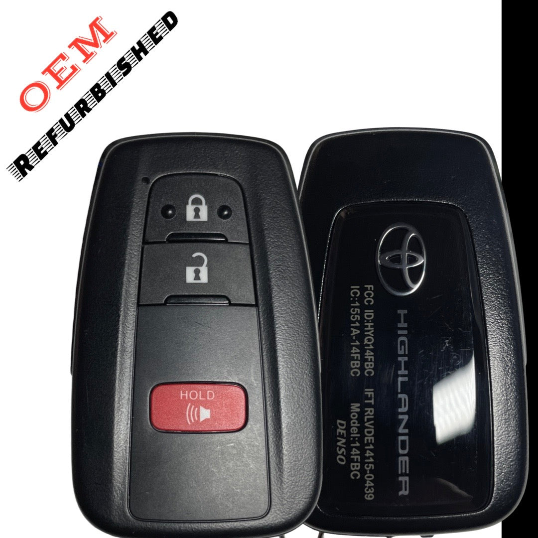 2020-2022 Toyota Highlander / 3-Button Smart Key / PN: 8990H-0E010 / HYQ14FBC-0351 (OEM Refurbished Tango Only)