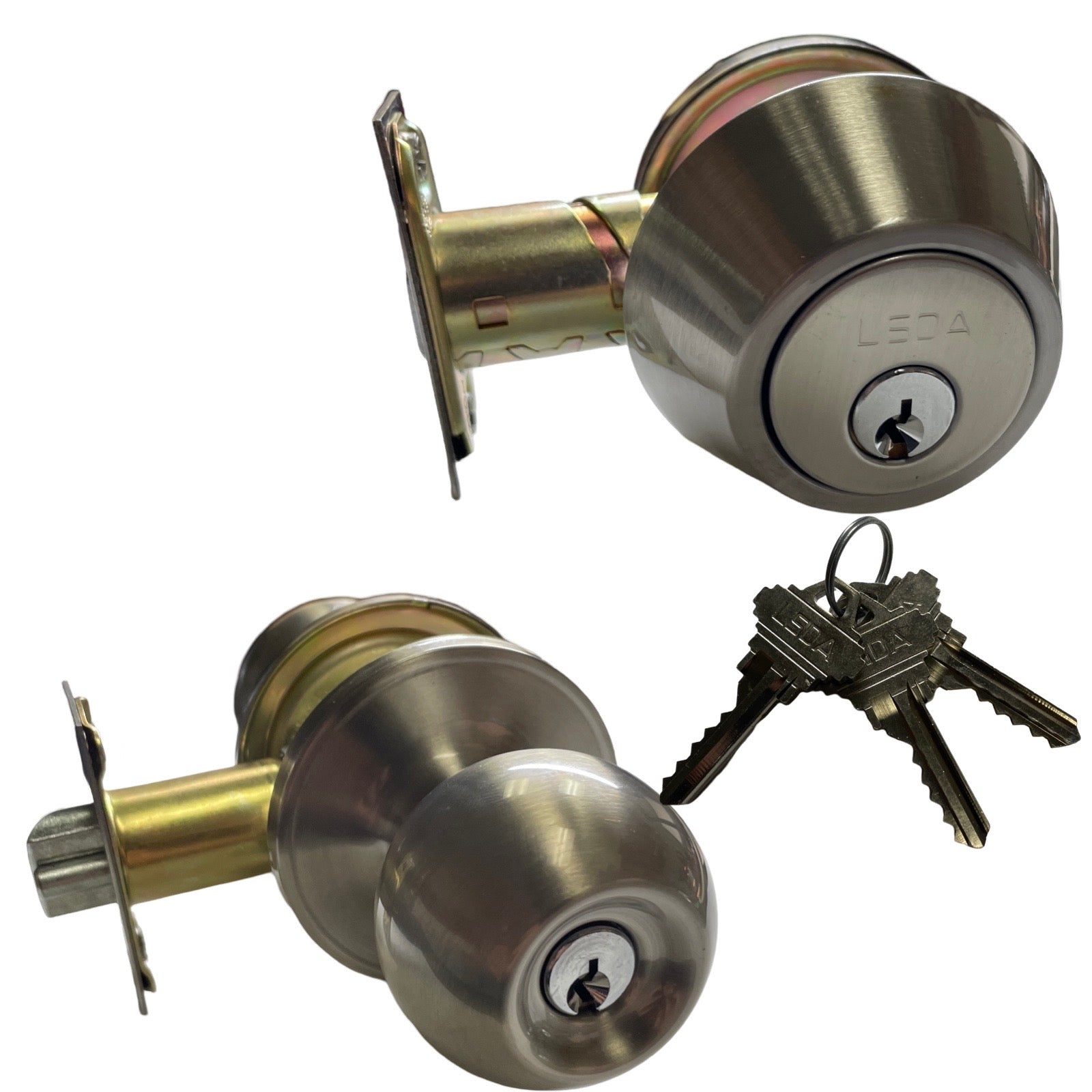 LSDA GRADE 3 SINGLE CYLINDER COMBINATION WITH BALL KNOB SCHLAGE C SATIN