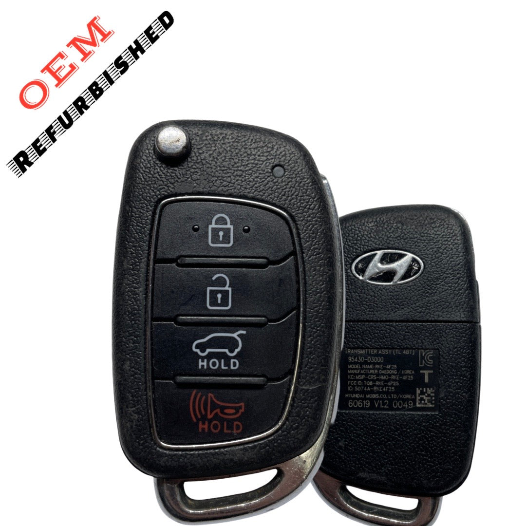 2015-2019 Hyundai Tucson / 4-Button Remote Flip Key / PN: 95430-D3000 / TQ8-RKE-4F25 (OEM Refurb) (Canadian Version)