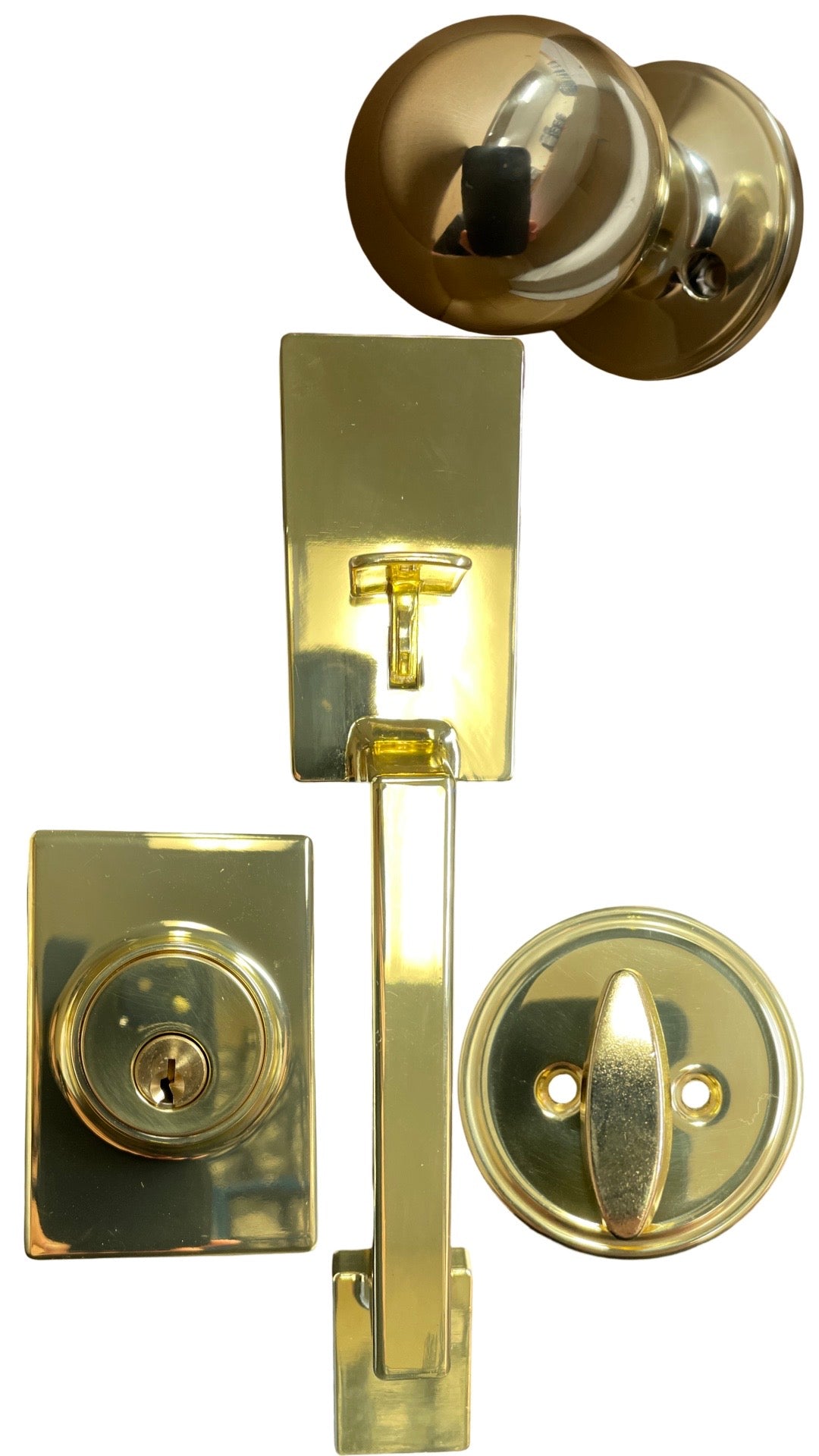 Premium Square "Lyndale" Style Design Handleset w/ Interior Knob - PB (SC1)