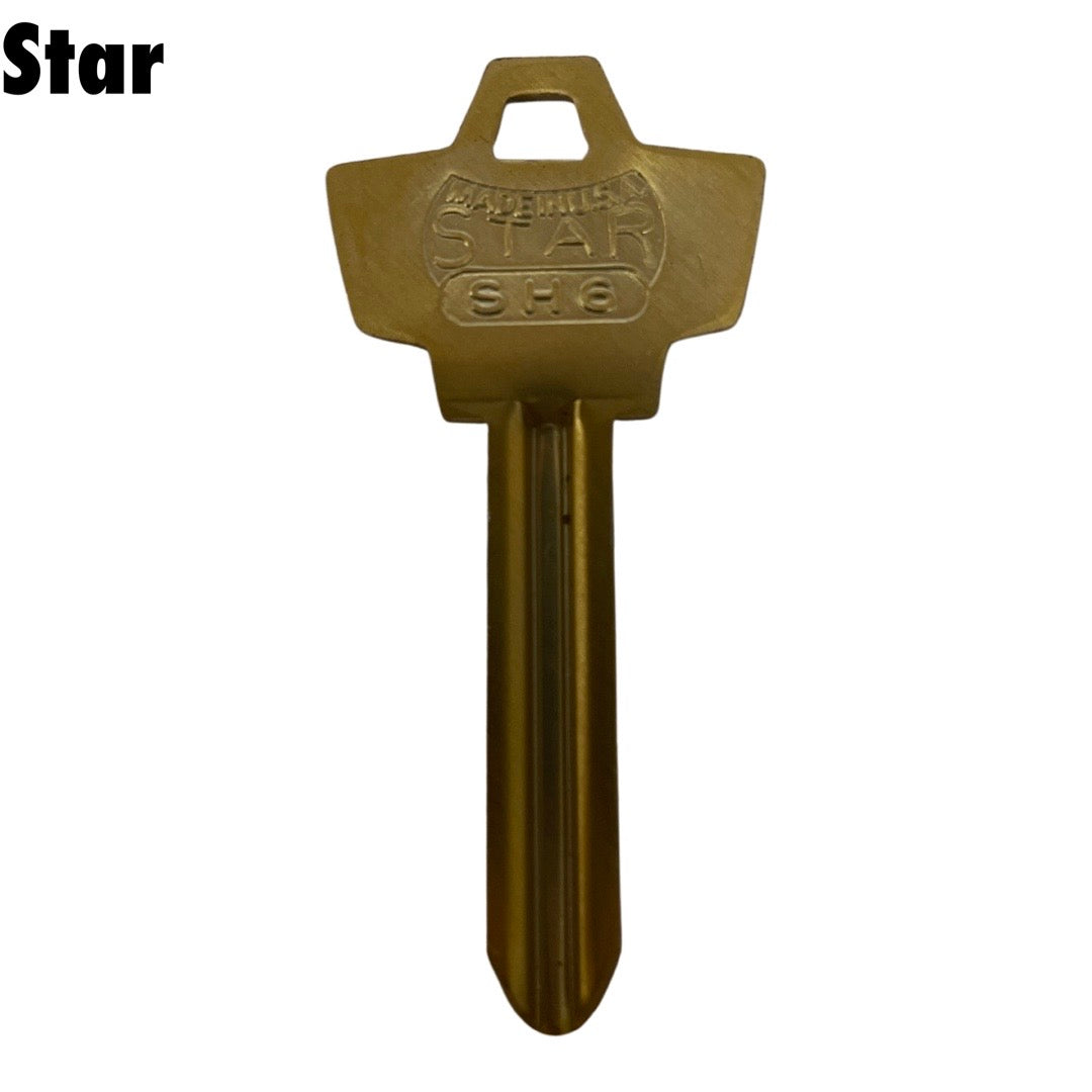 Vintage Star Key Blank for Schlage Locks, SH6, 1307W, SC22, SH2