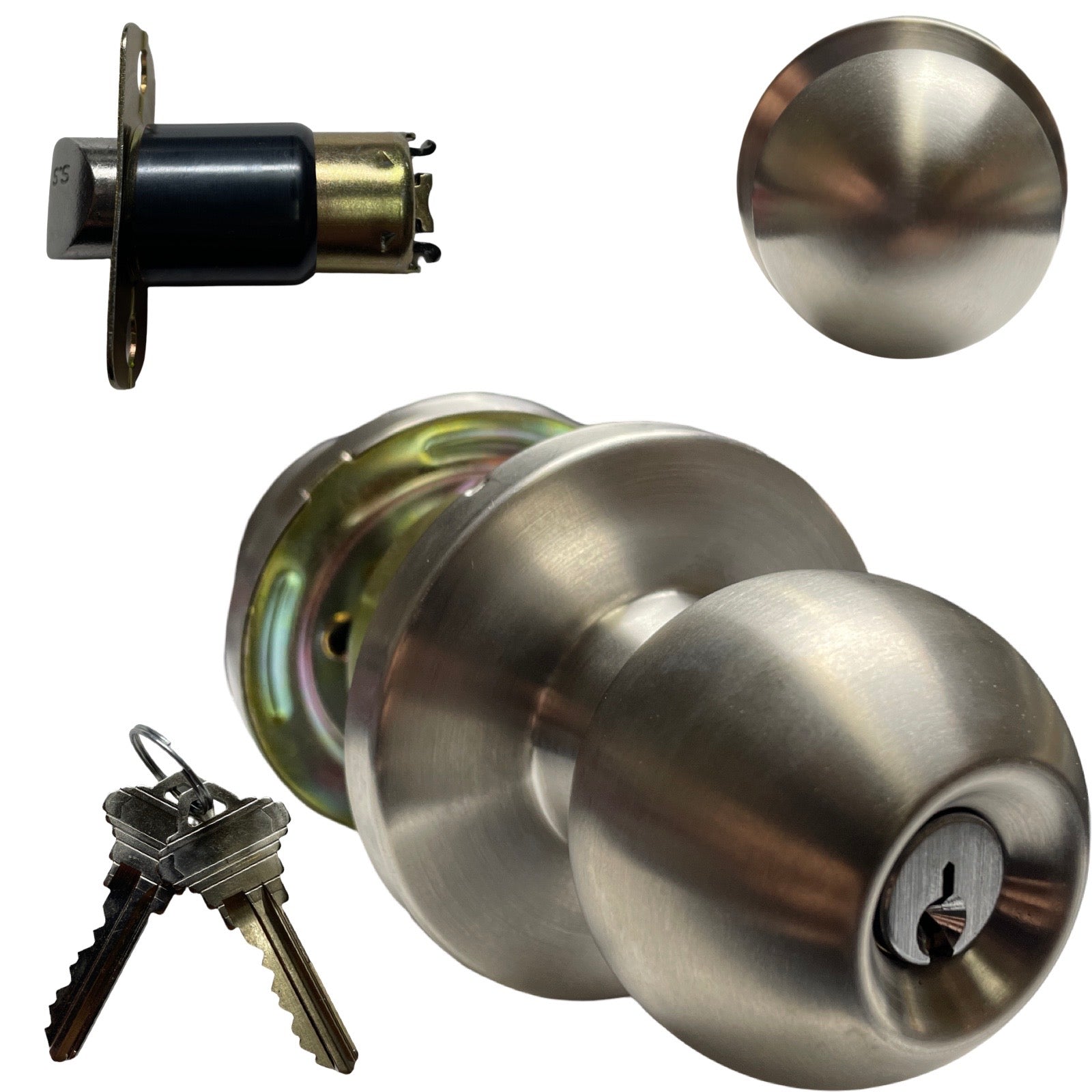 TELL - CL100031 - Heavy Duty Cylindrical Knob - Satin Stainless - 2-3/4" Backset - Grade 2 - Entrance