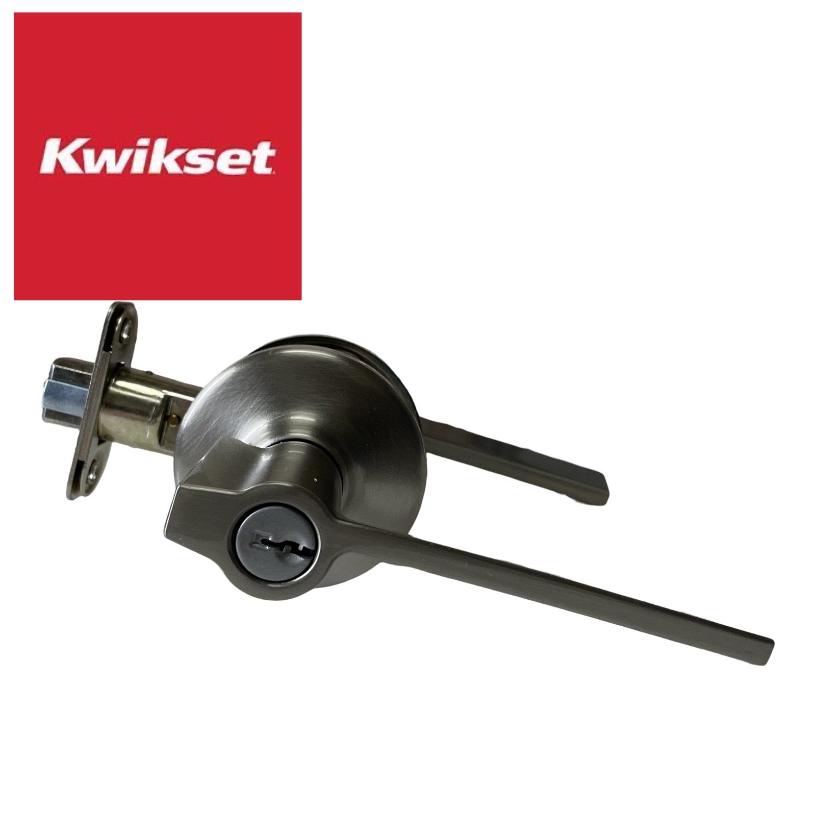 Kwikset - 405LRL- Ladera Lever Set - Round Rose - Satin Nickel - Keyed Entry Lever - Grade 3