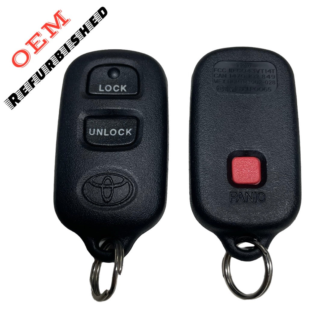 1998-2008 Toyota / 3-Button Keyless Entry Remote / PN: 89742-06010 / GQ43VT14T (OEM Refurb)