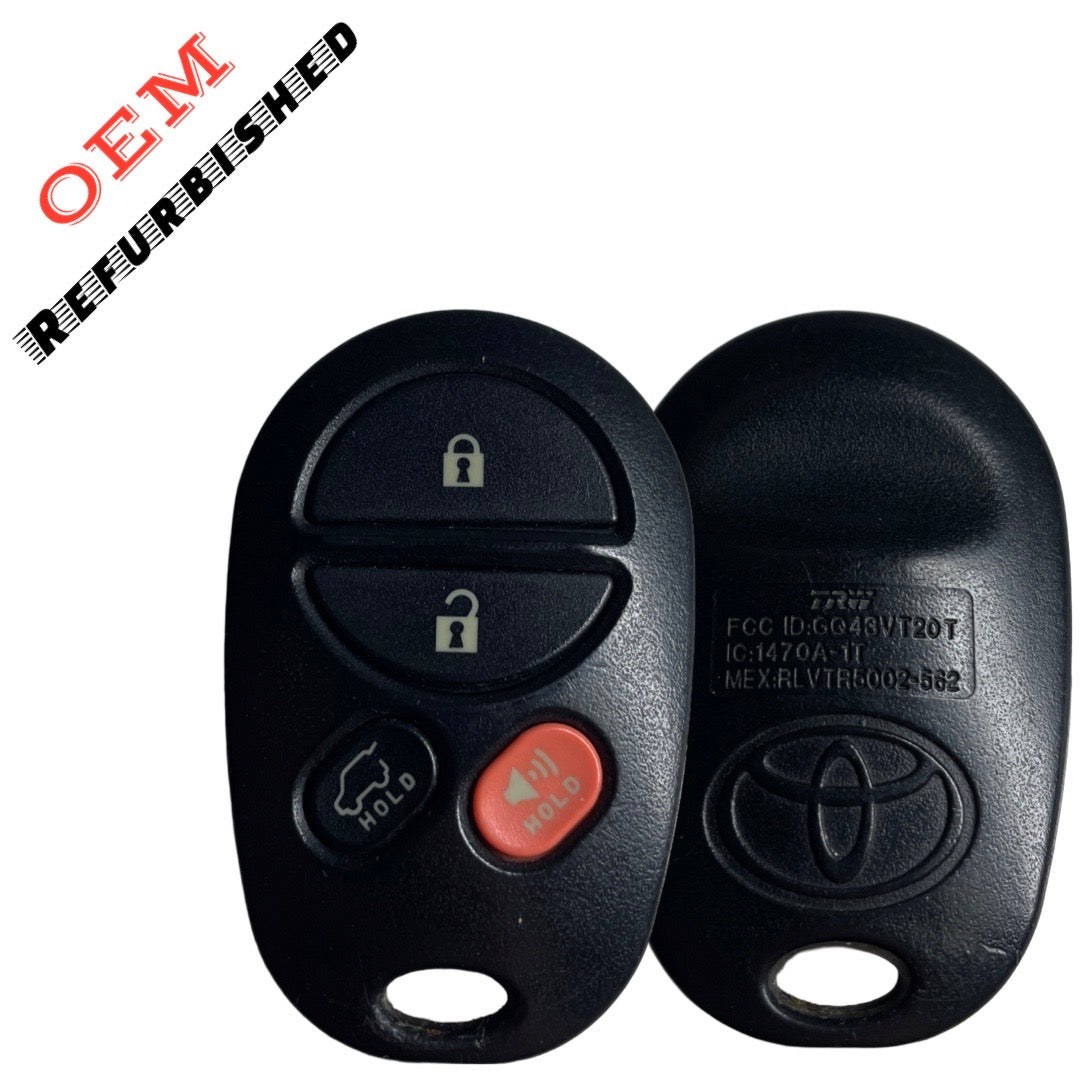 2004-2012 Toyota Highlander / 4-Button Keyless Entry Remote / PN: 89742-0W011 / GQ43VT20T (OEM Refurb)