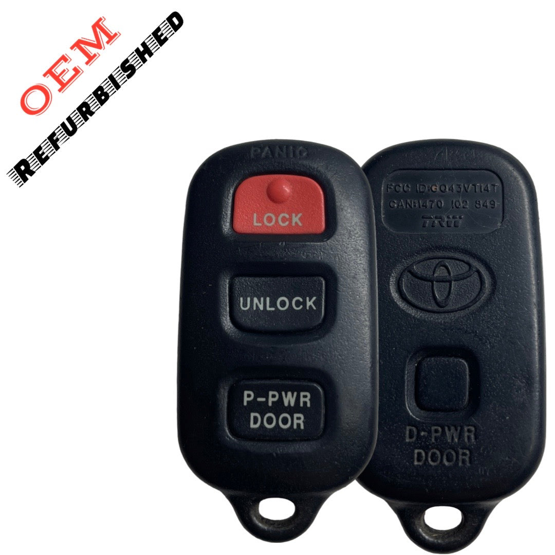 1999-2003 Toyota Sienna / 4-Button Keyless Entry Remote / PN: 89742-08070 / GQ43VT14T (OEM Refurb)
