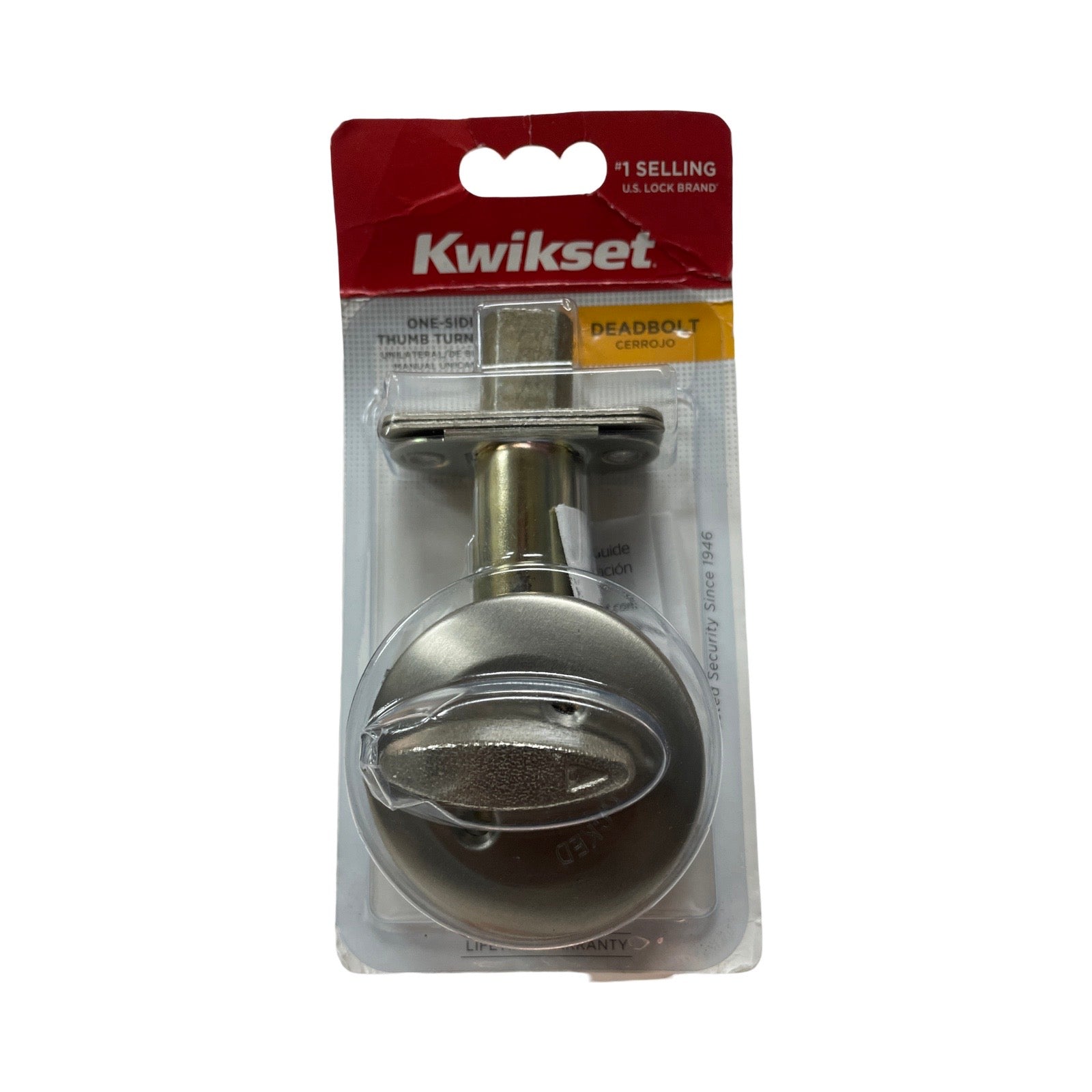 Kwikset Deadbolt Lock One Sided Thumb Turn Only 26414-002 Nickel Silver New