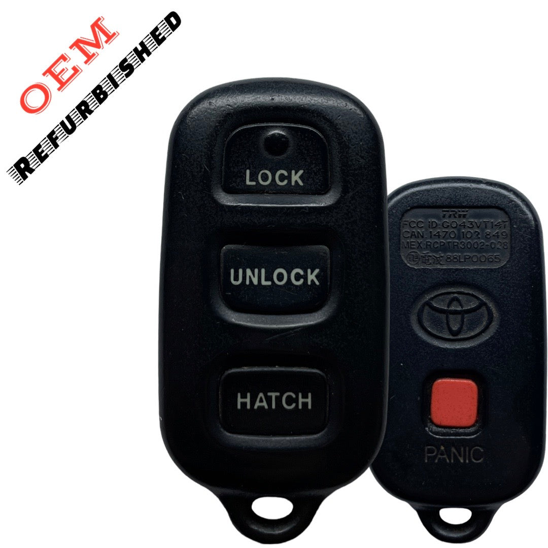 2003-2008 Toyota Matrix / Pontiac Vibe / 4-Button Keyless Entry Remote W/Hatch / PN: 88LP0065 / GQ43VT14T (OEM Refurb)