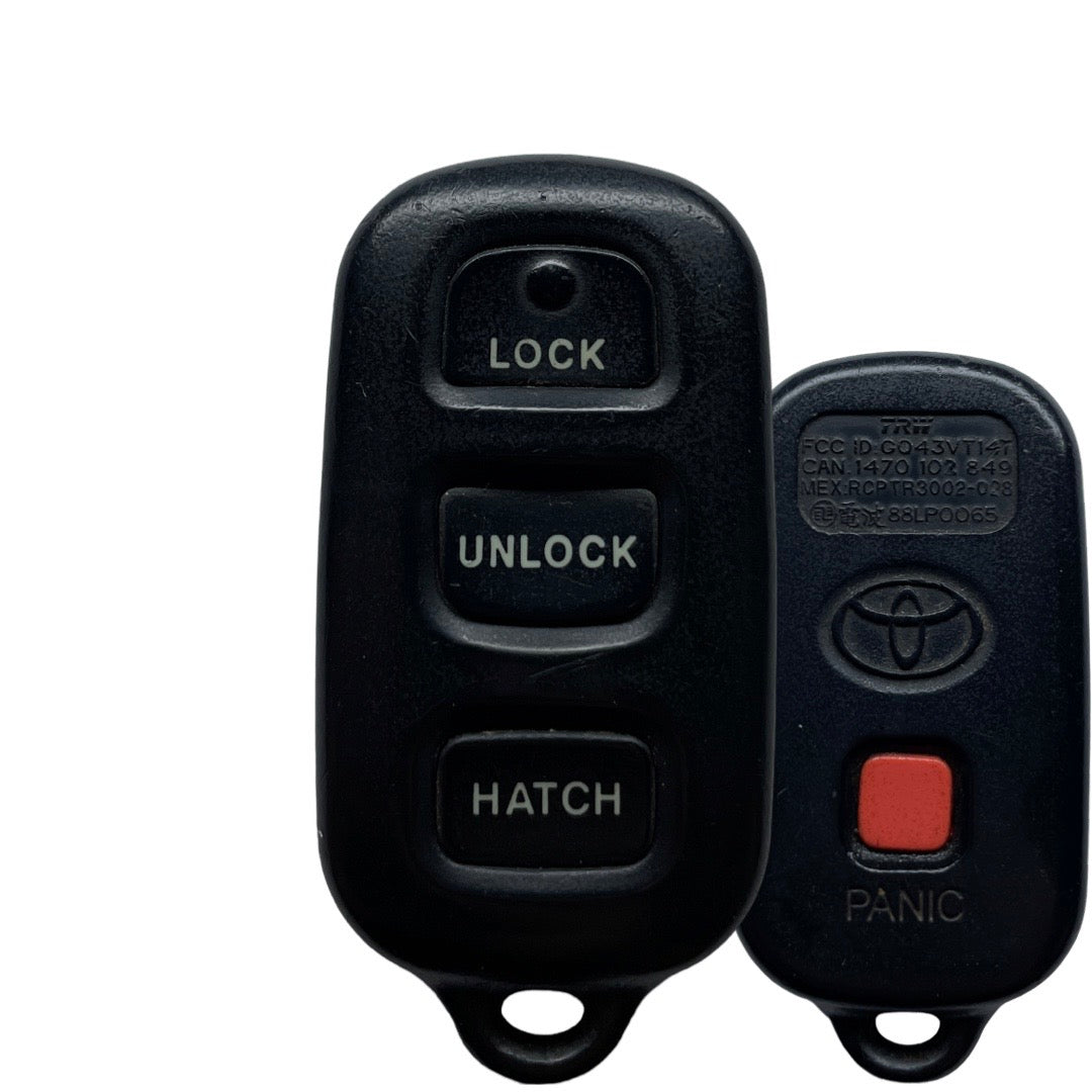 2003-2008 Toyota Matrix / Pontiac Vibe / 4-Button Keyless Entry Remote W/Hatch / PN: 88LP0065 / GQ43VT14T (OEM Refurb)