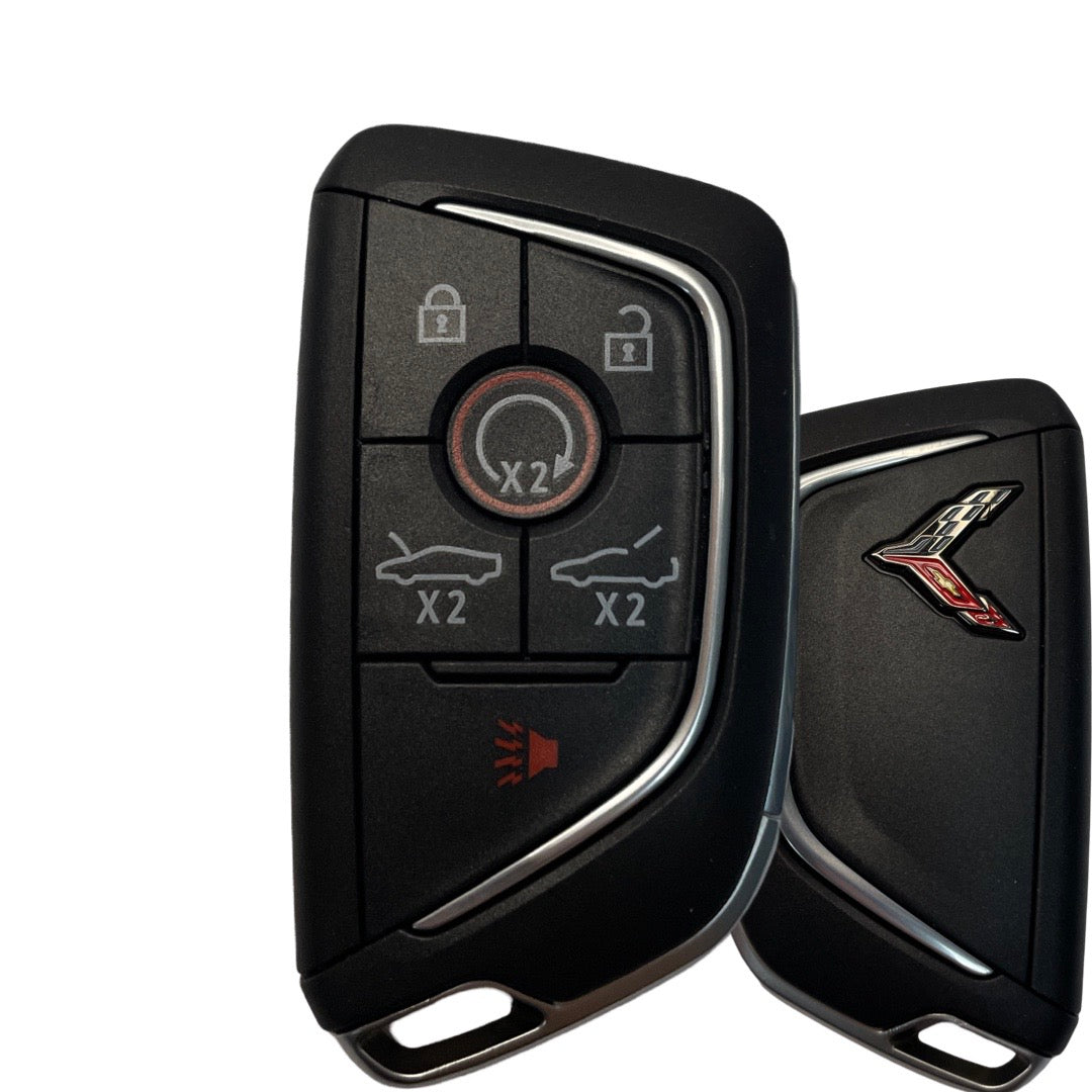 2020-2024 Chevrolet Corvette C8 / 6-Button Smart Key / PN: 13536982 / YG0G20TB1 (CARBON GREY LOGO) (OEM Refurb)