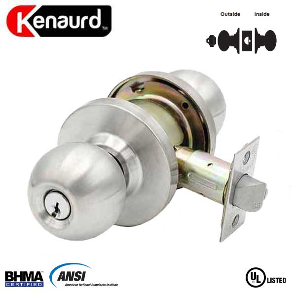 Commercial Door Knob Set - 2-3/4” Standard Backest - Satin Chrome - Classroom - Grade 2