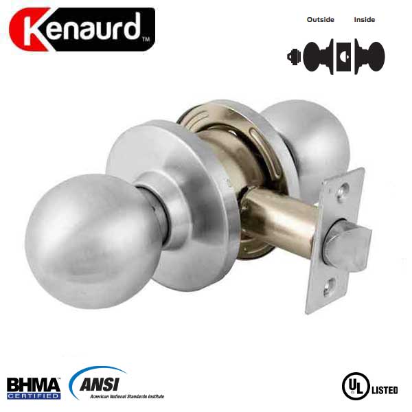 Commercial Door Knob Set - 2-3/4” Standard Backest - Satin Chrome - Classroom - Grade 2