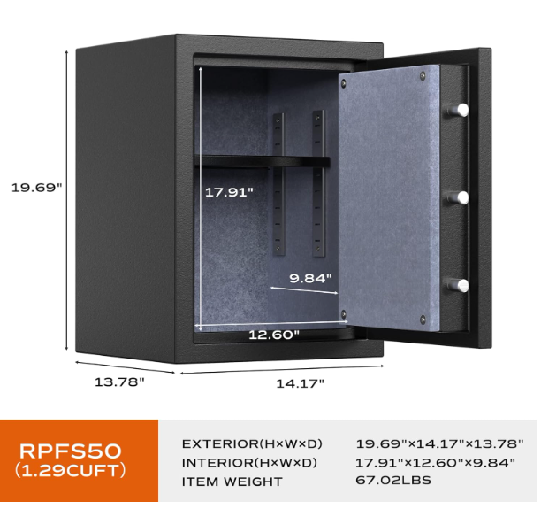 RPNB Deluxe Biometric Fireproof Safe Box, Digital Fingerprint Fireproof Waterproof Safe with Touch Screen