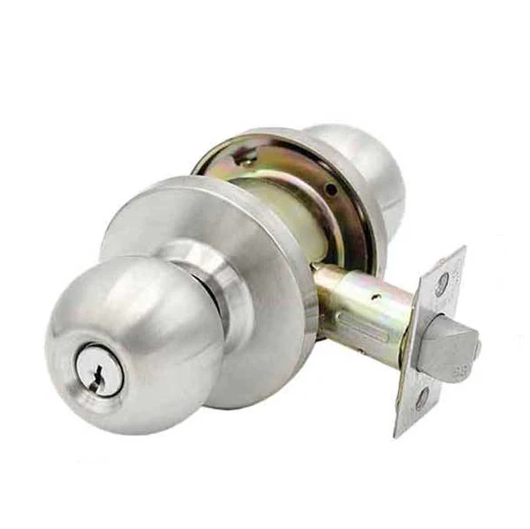 Commercial Door Knob Set - 2-3/4” Standard Backset / Satin Chrome / Asylum Institutional / Grade 2
