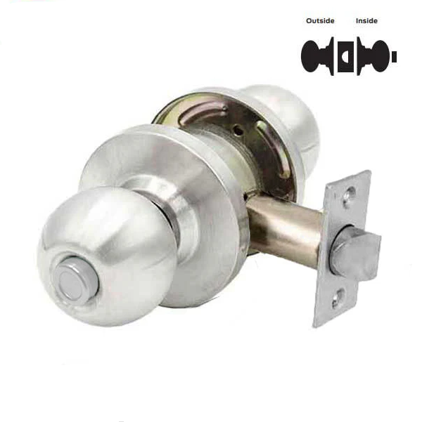 Premium Door Knob Set / 2-3/4” Standard Backset / Satin Chrome / Privacy / Grade 2