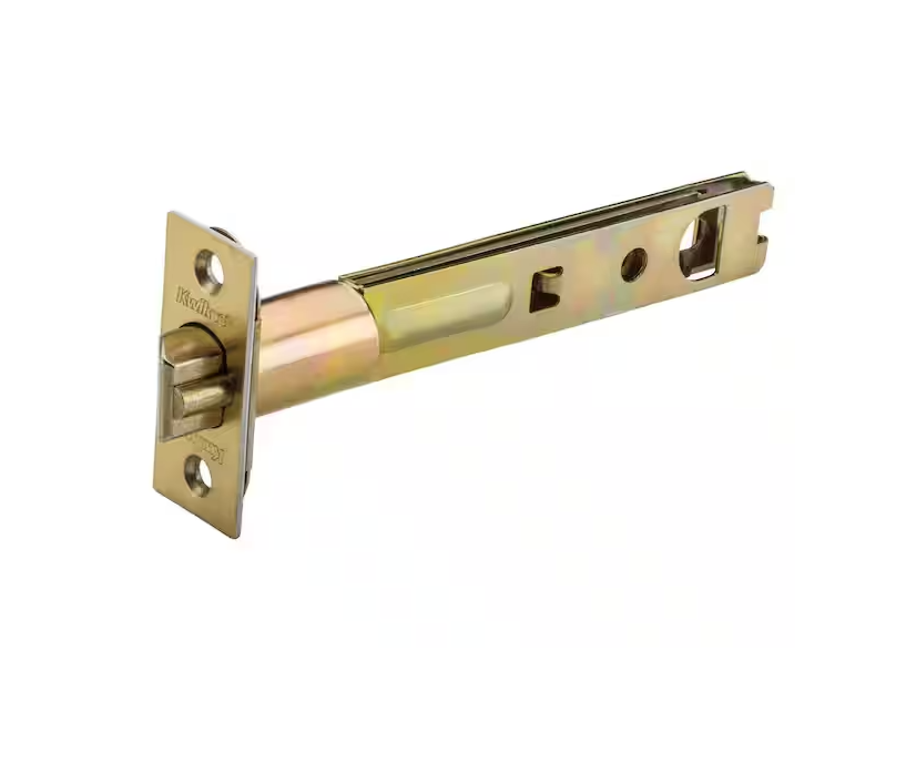 Kwikset / 5" Polished Brass Square Corner Deadlatch / Exterior