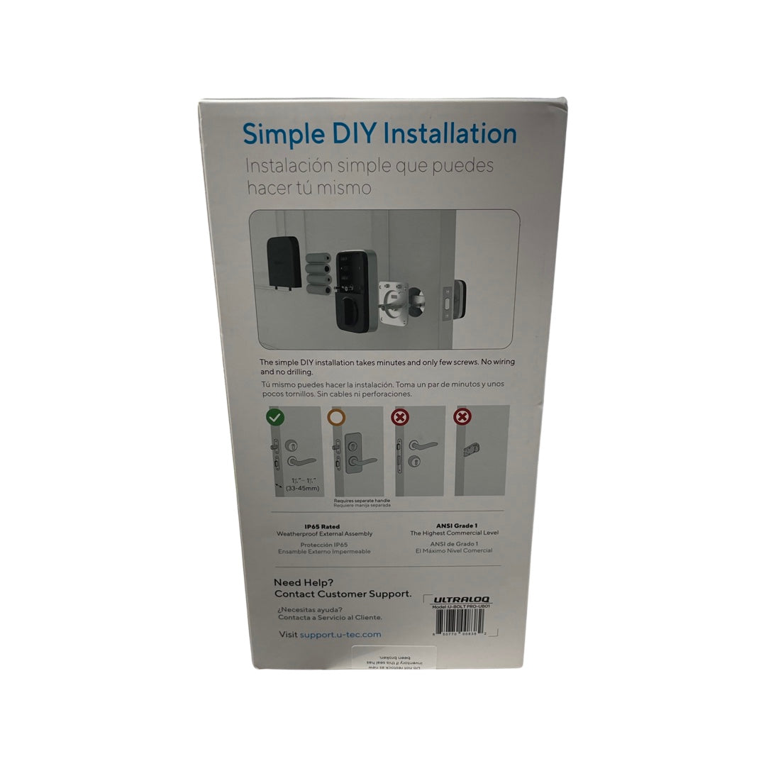 Ultraloq U-Bolt Pro - Keypad Smart Deadbolt + Wi-Fi - Finger Print Reader - Bluetooth - Touchscreen Keypad - Key Override - Auto Lock