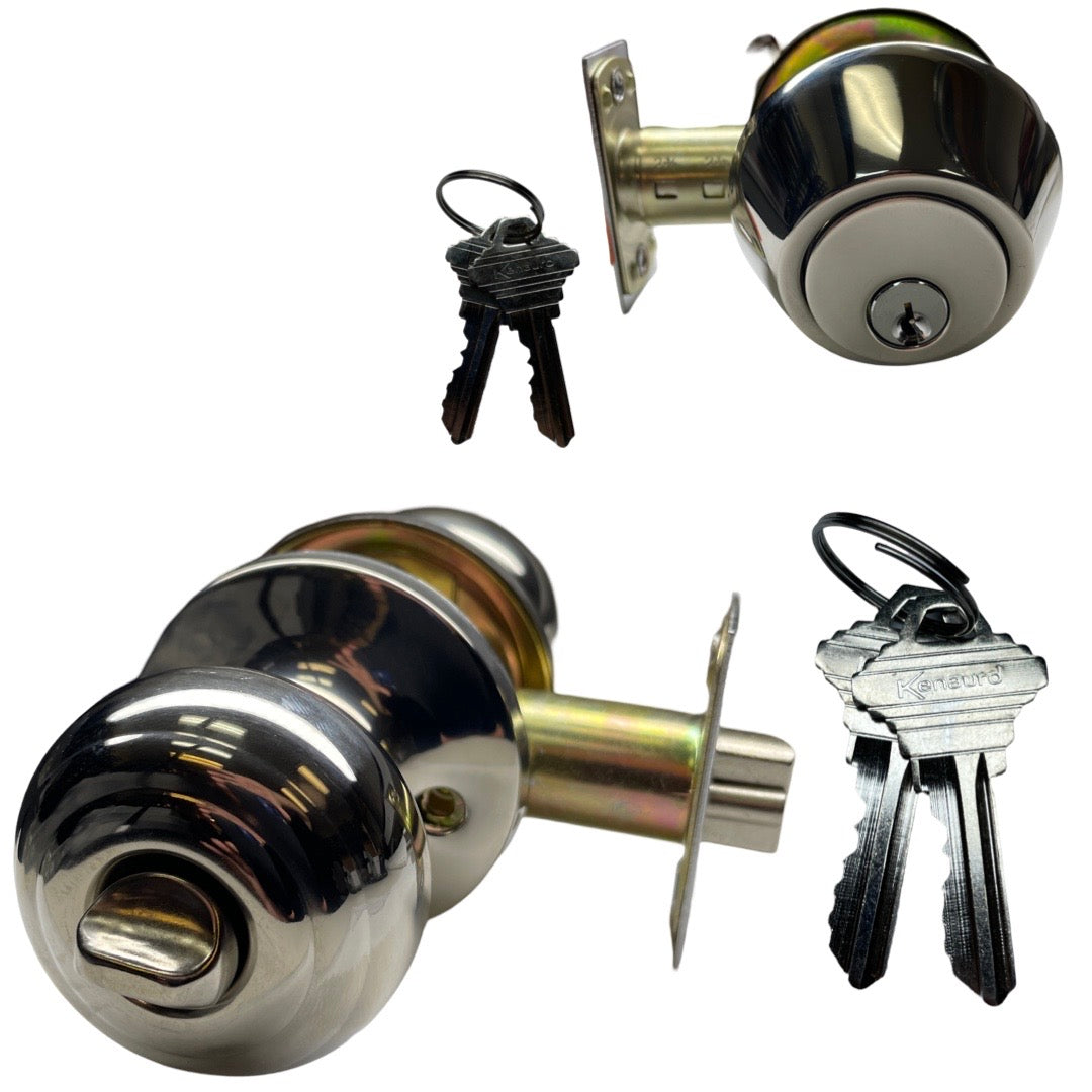 Premium Combo Lockset – Knob & Deadbolt – Bright Chrome – BC – SC1