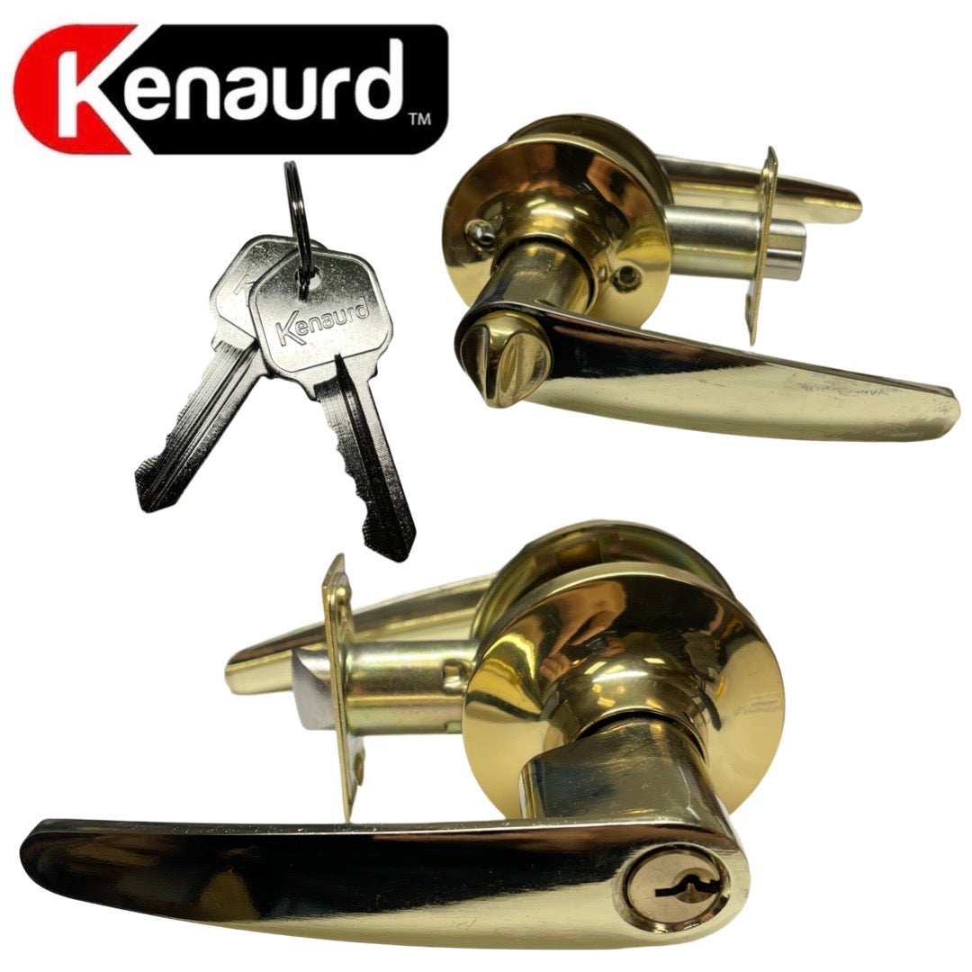 Premium Design #2 Entrance Lever Set - Grade 3 - Bright Brass