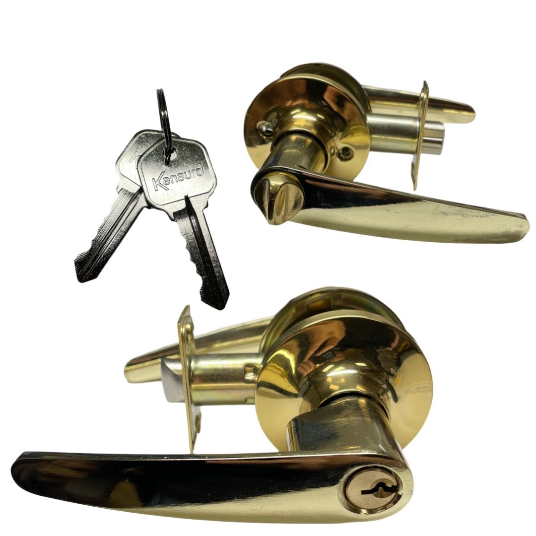 Premium Design #2 Entrance Lever Set - Grade 3 - Bright Brass