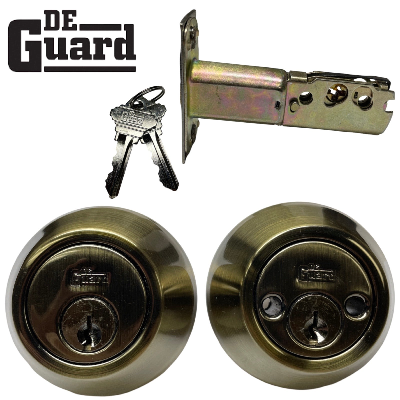 Heavy Duty Double Cylinder Deadbolt Lock - Antique Brass Finish