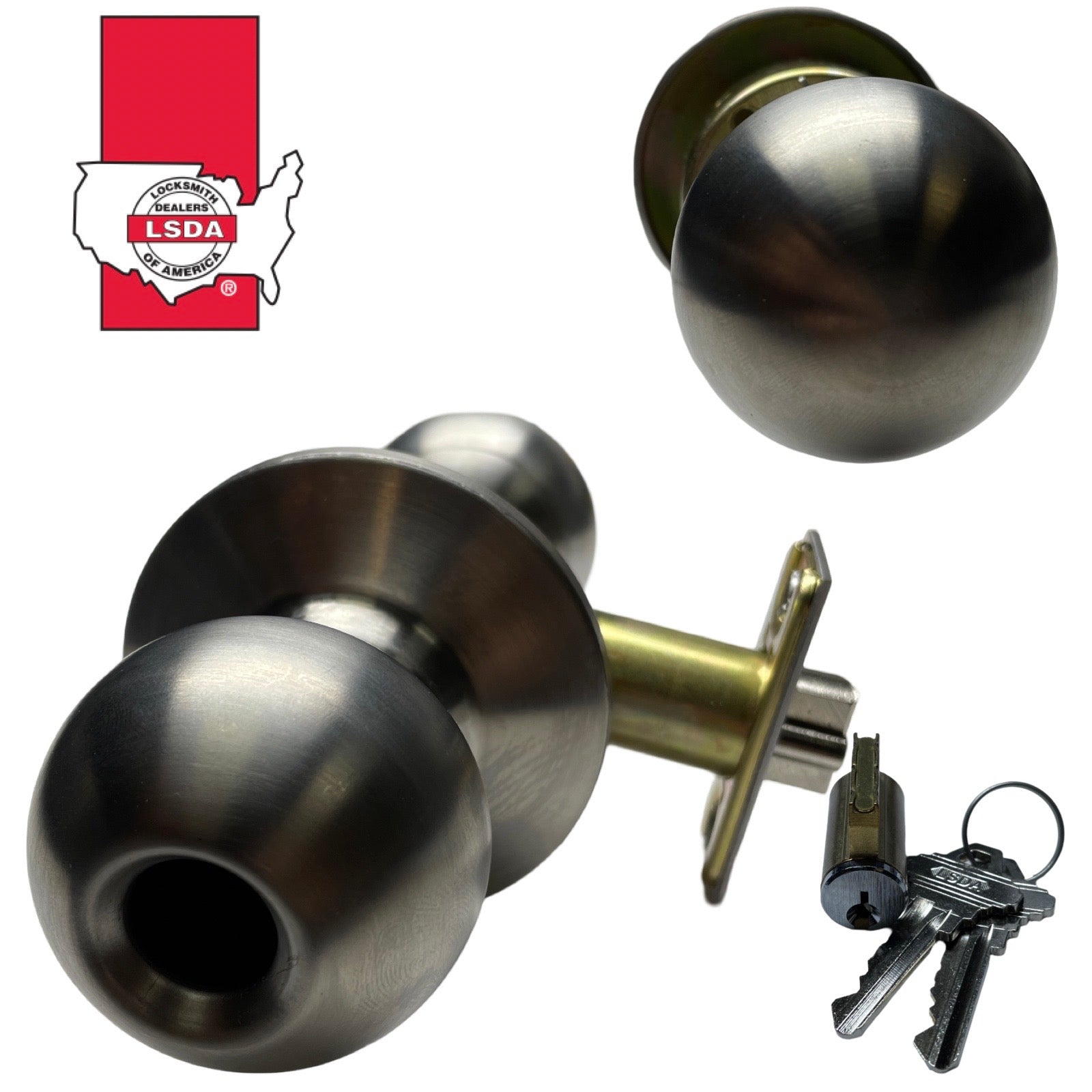 LSDA G2 Storeroom Ball Knob Less Latch & Core, Stainless Steel
