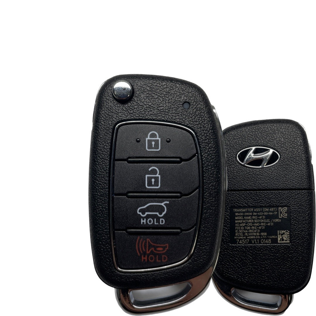 2017-2019 Hyundai Santa Fe / 4-Button Flip Key / PN: 95430-2W110 / TQ8-RKE-4F31 (OEM Refurb)