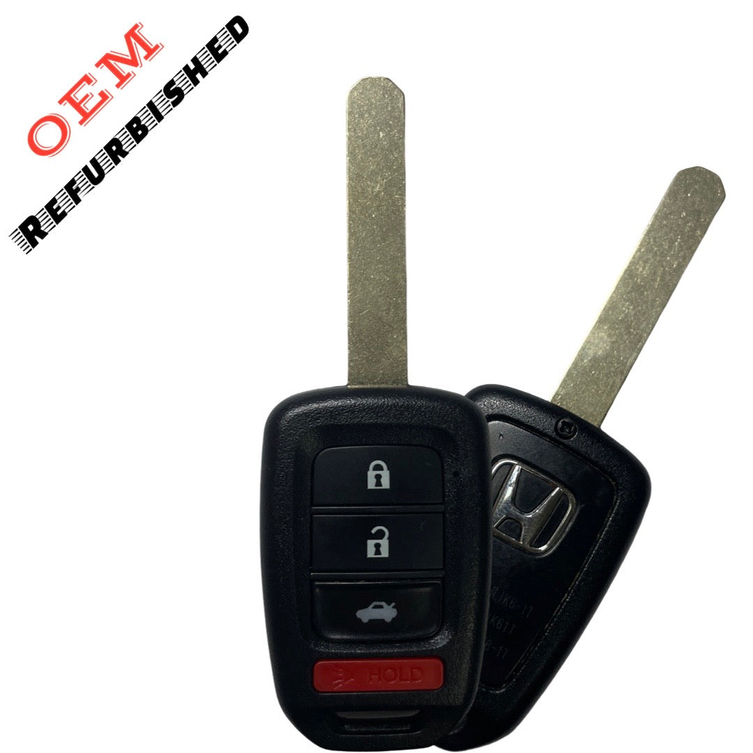 2013-2015 Honda Accord Civic / 4-Button Remote Head Key / PN: 35118-T2A-A20 / MLBHLIK6-1T (OEM REFURBISHED)