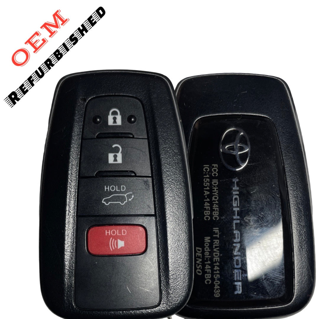 2020-2022 Toyota Highlander 4B Hatch Smart Key HYQ14FBC (OEM Refurbished Tango Only)