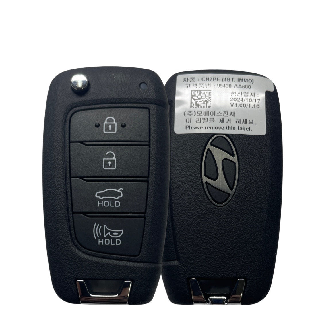 2024 Hyundai Elantra / 4-Button Flip Key / PN: 95430-AA600 / NYOMBEC4TX2004 (OEM)