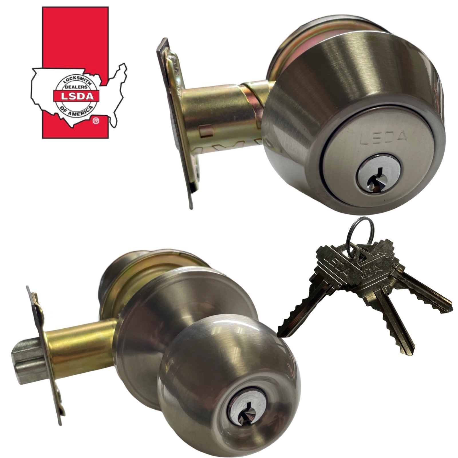 LSDA GRADE 3 SINGLE CYLINDER COMBINATION WITH BALL KNOB SCHLAGE C SATIN