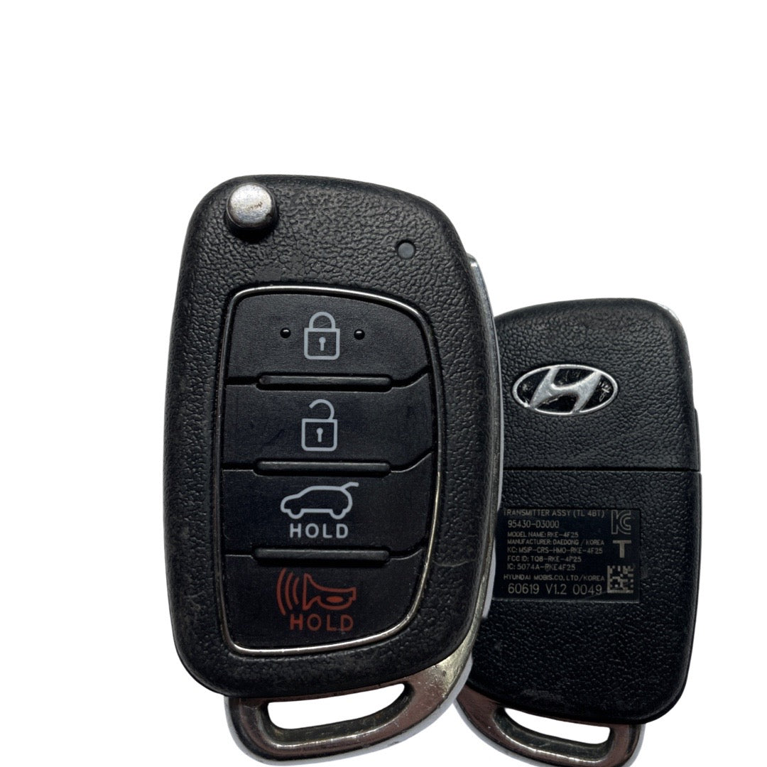 2015-2019 Hyundai Tucson / 4-Button Remote Flip Key / PN: 95430-D3000 / TQ8-RKE-4F25 (OEM Refurb) (Canadian Version)
