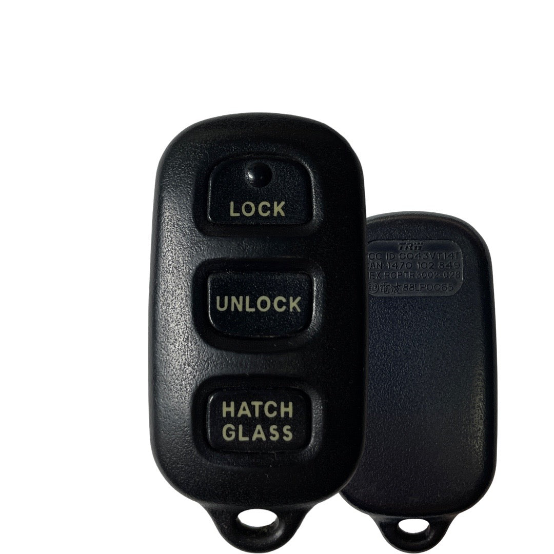 2003-2008 Toyota Matrix / Pontiac Vibe / 3-Button Keyless Entry Remote w/Hatch & Glass / PN: 88969657 / GQ43VT14T (OEM Refurb)