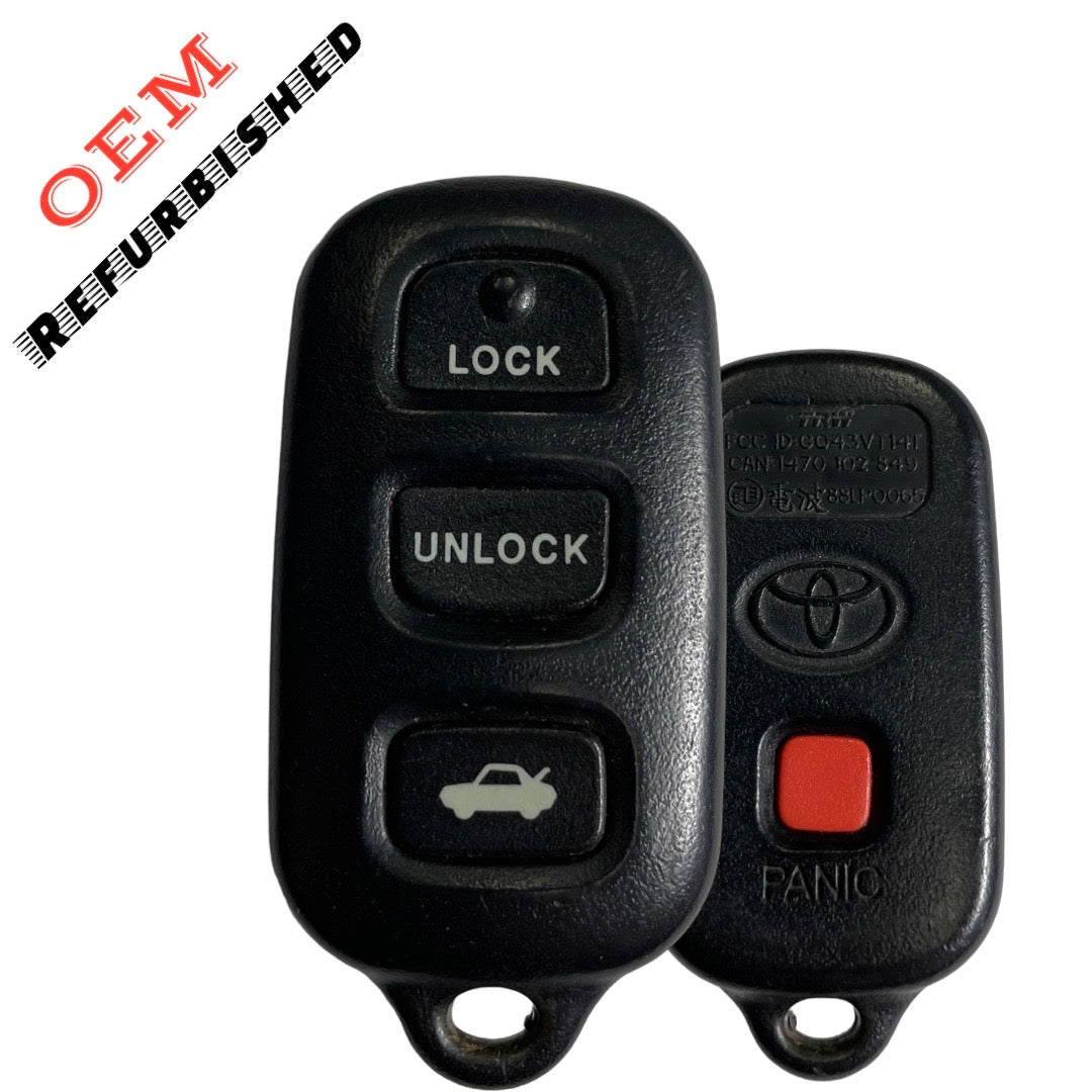 2002-2006 Toyota Camry Solara / 4-Button Keyless Entry Remote / PN: 89742-AA030 / GQ43VT14T (OEM Refurb)