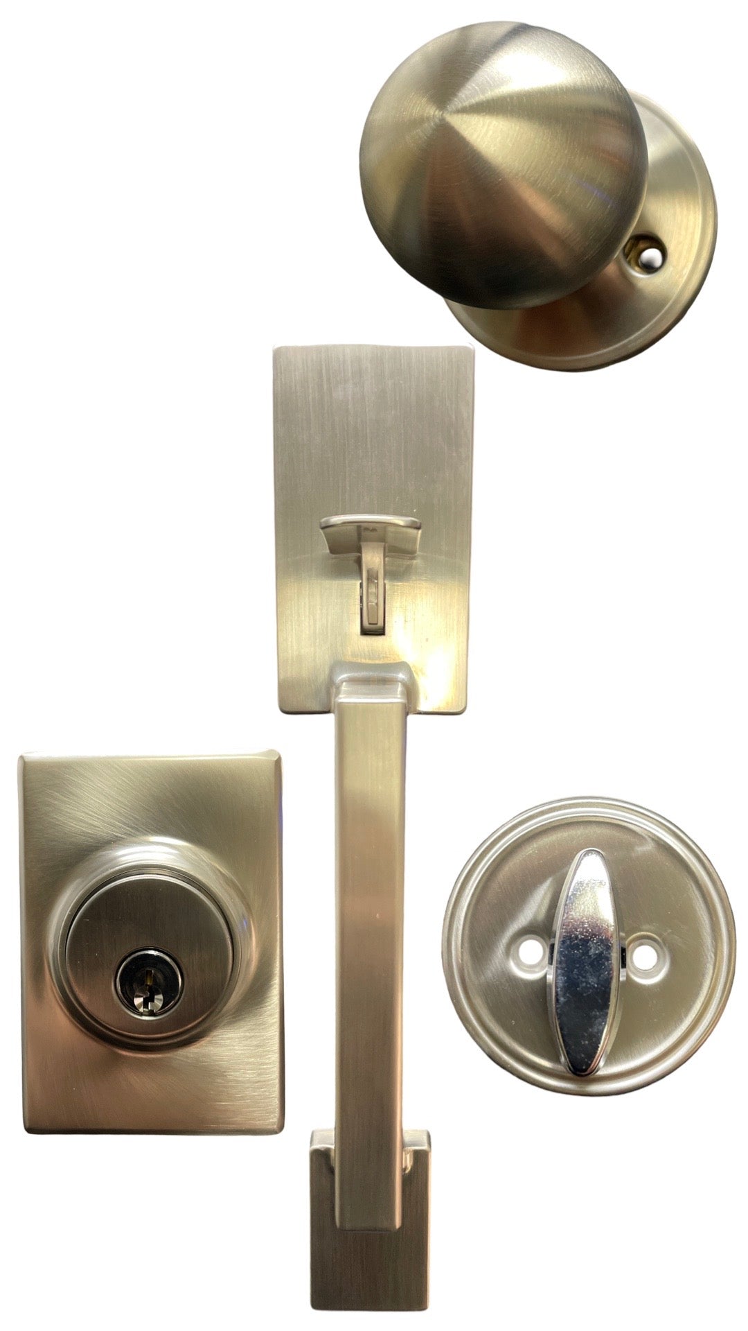 Premium Square "Lyndale" Style Design Handleset w/ Interior Knob - SS - KW1