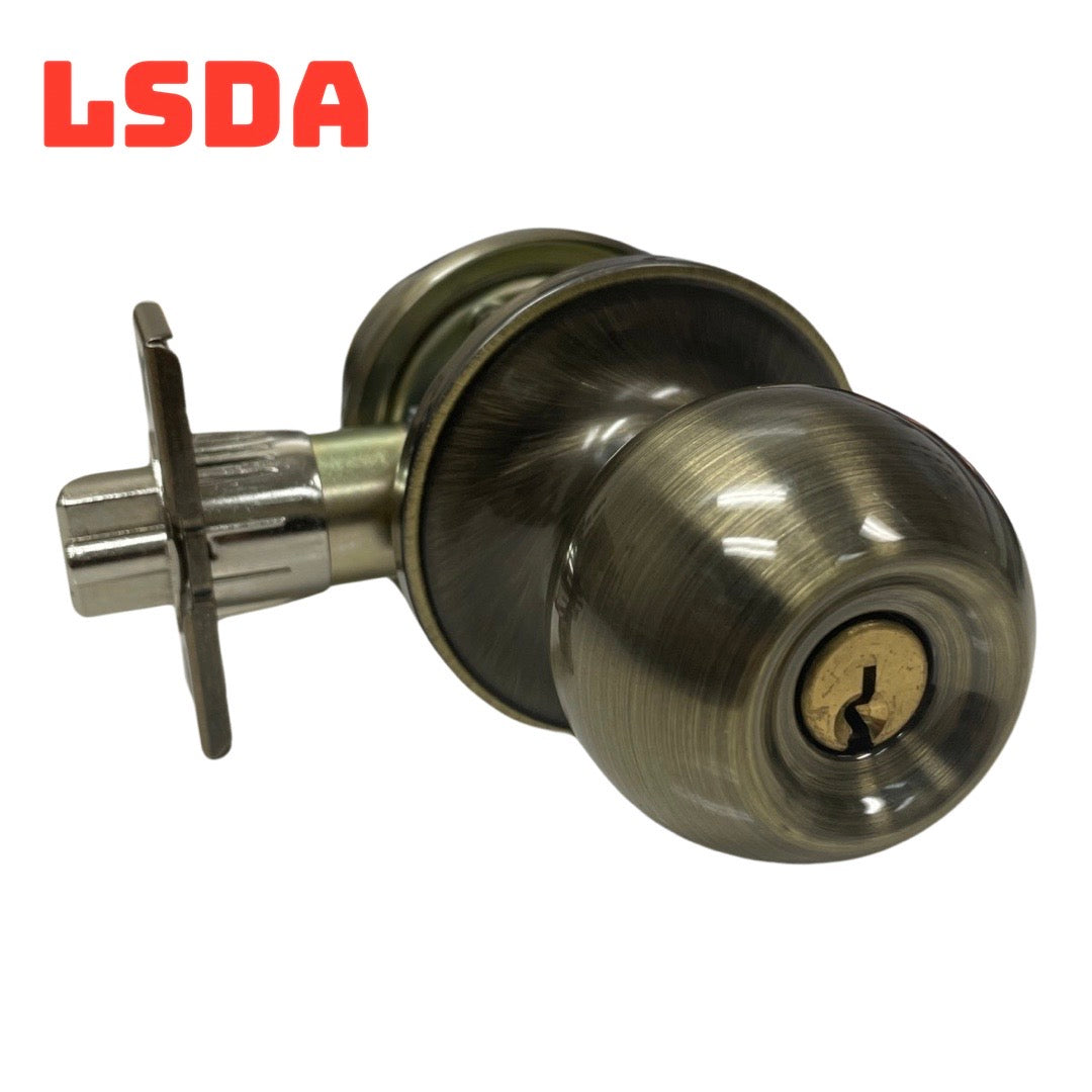 LSDA G3 Entry Ball Knob Tubular SC1 Antique Brass - ADL Hardware