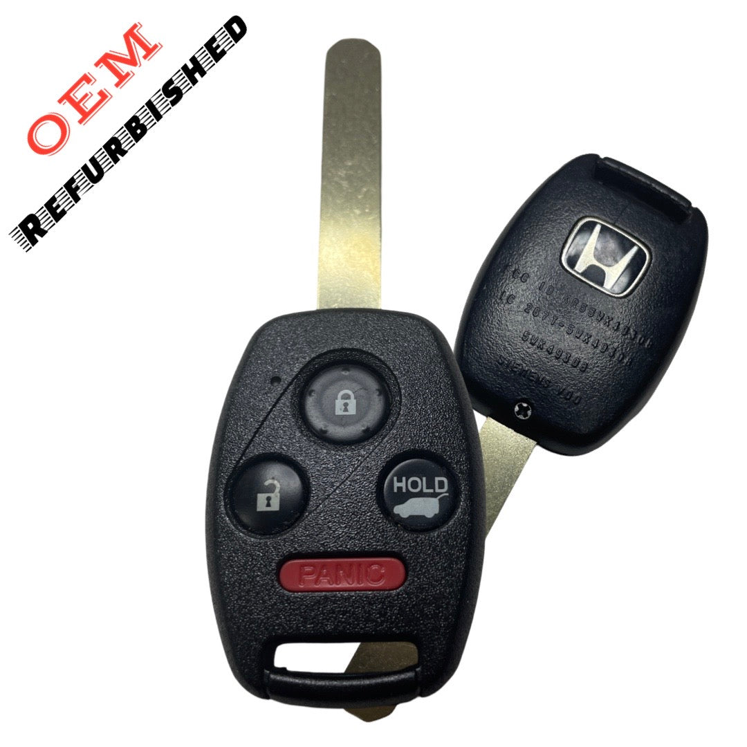 2012-2015 Honda Pilot / 4-Button Remote Head Key W/ Glass Hatch / PN: 35118-SZA-A51 / KR55WK49308 (OEM REFURBISHED)