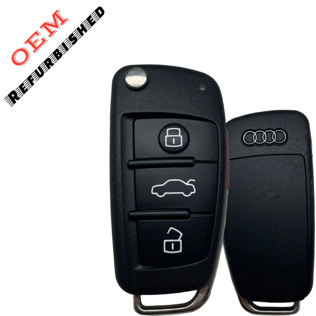 2013-2017 Audi A3 Q2L Q3 / 4-Button Flip Key / PN: 81A 837 220J / NBGFS1271M / HU66 / MQB / PROX (OEM REFURB)