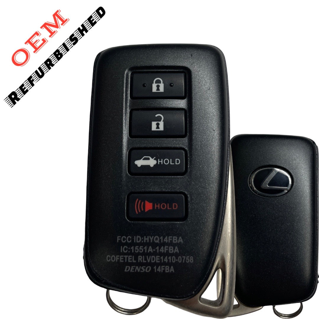 2014-2019 Lexus / 4-Button Smart Key / PN: 89904-53651 / HYQ14FBA / AG Board (OEM Refurb)